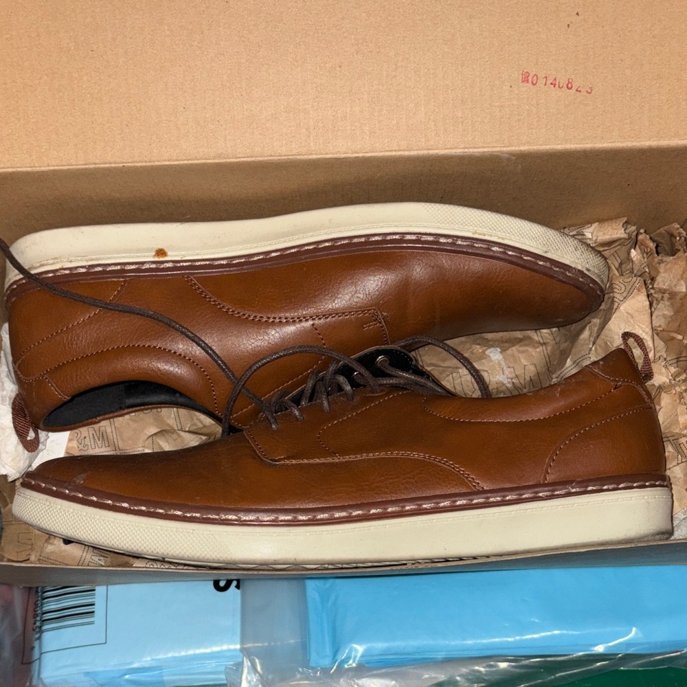 Men's Casual Brown Leather Lace-Up Shoes